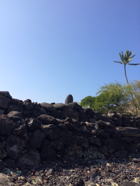 The Ku stone is that rounded stone at the top. This was considered to be a satisfactory image of the god, and was itself kapu, or sacred.