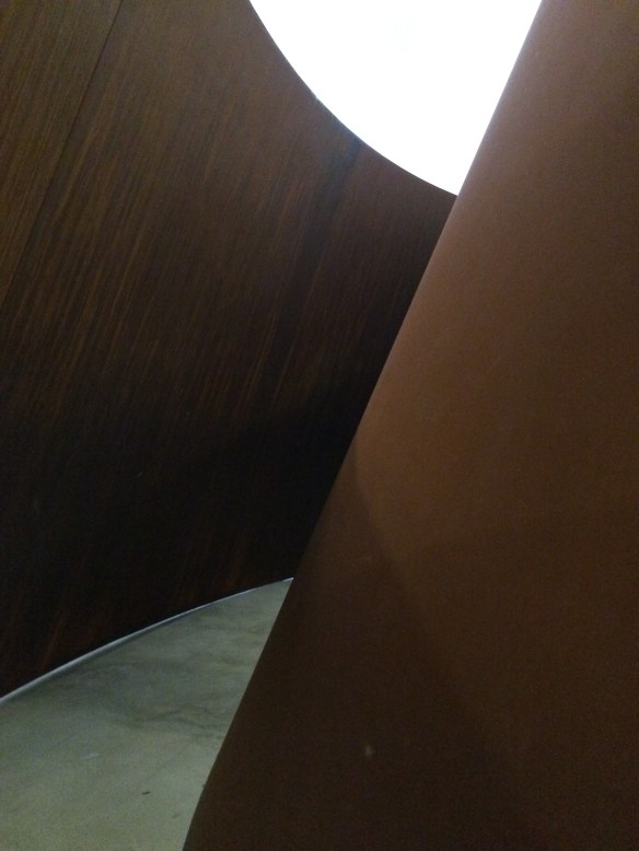 Inside a Richard Serra sculpture. Yes, you are supposed to walk inside.