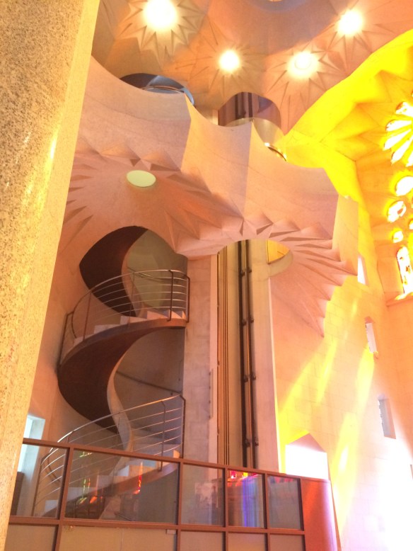 Stairs to the choir loft near the sanctuary, La Sagrada Familia