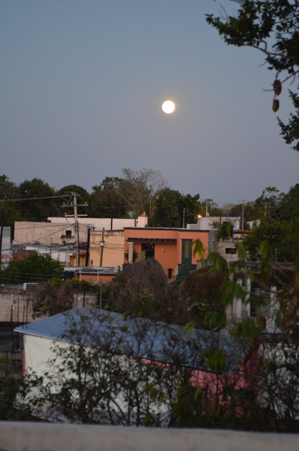 Moon over Valladolid, as seen from our hotel roof.